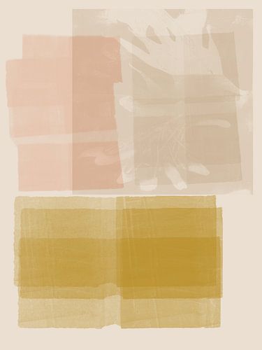 Moderne abstracte kunst. Organische vormen in oker, roze en beige.