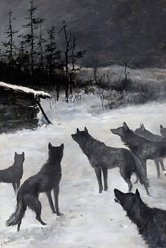 Wolves Crossing Snow