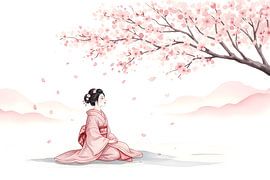 Sakura Blossom Serenity with Kimono by DNArt Gallery's