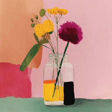 Colourful still life with flowers