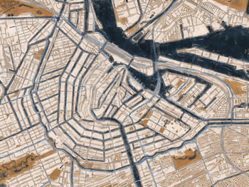 City map of Amsterdam | Japandi Châteaucore | Sand-Brown