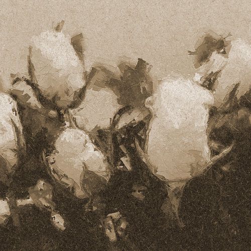Art botanique abstrait contemporain. Roses en marron et beige