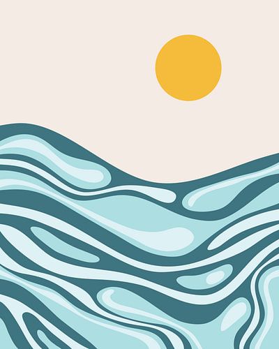 Waves of seawater with the sun