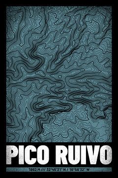 Pico Ruivo | Topographie de la carte (Grunge) sur ViaMapia