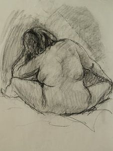 Female nude, nude study 3, charcoal drawing, Ruben's wife by Paul Nieuwendijk