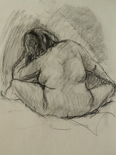 Weiblicher Akt, Aktstudie 3, Kohlezeichnung, Rubens Frau