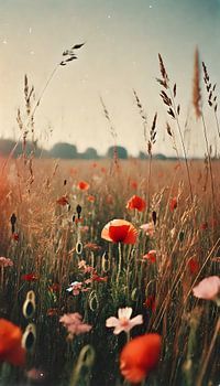 Vintage-Mohnfeld