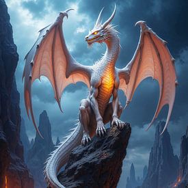 PYRAELION – Der junge weiße Drache umgeben von heißer Lava von INFERAURUM