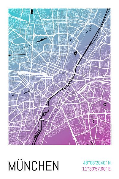 Munich - Plan de ville Design Plan de ville (gradient) par ViaMapia