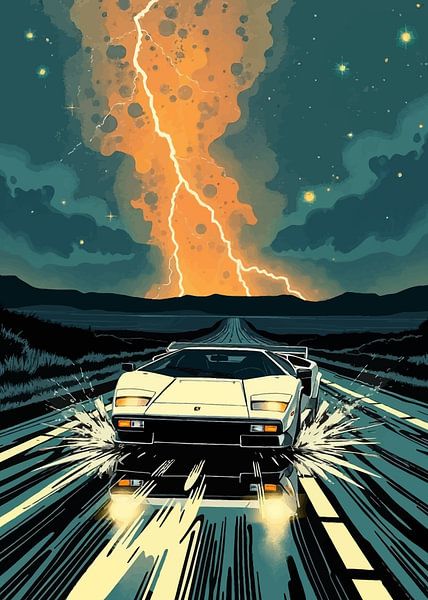 White Lamborghini Countach and Lightning by MIROKKU