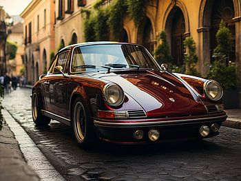 Roter Porsche in der Stadt_2