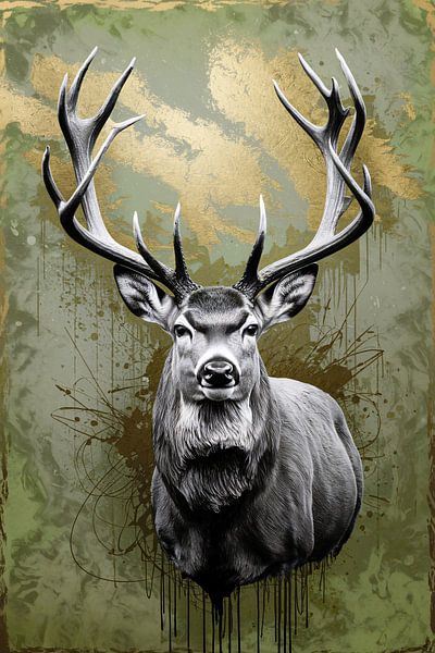 Realistic deer with abstract accents by Imperial Art House
