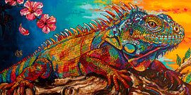 Leguan: König der Insel von Happy Paintings / Renata Rolefes Art