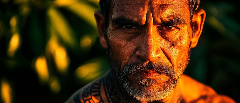 Homme sage avec des tatouages traditionnels par Poster Art Shop