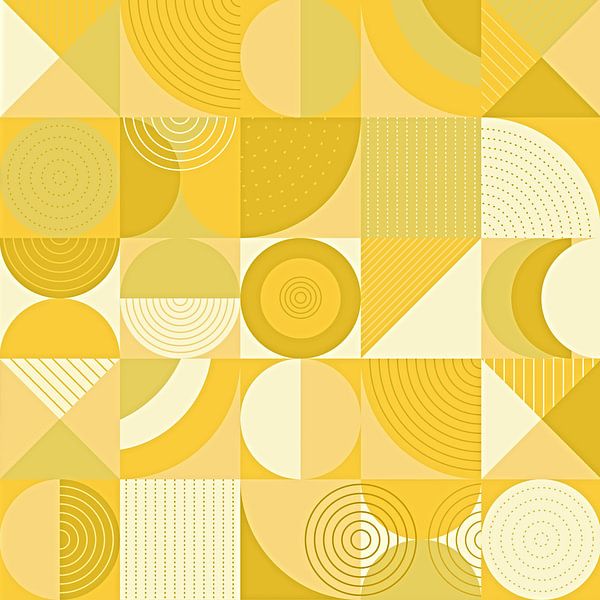 Formes abstraites rétro jaune or par FRESH Fine Art