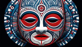 Maya maskers in kunstmatige kleuren