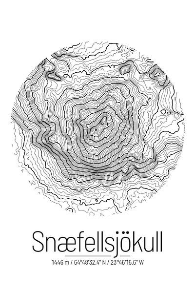 Snaefellsjökull | Topographic Map (Minimal) by ViaMapia
