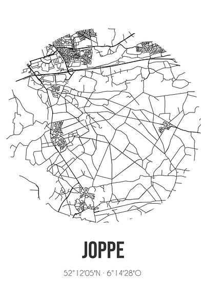 Joppe (Gelderland) | Karte | Schwarz und Weiß von Ortsdrucke