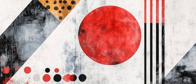Geometrisches Farbspiel mit Rot und Schwarz von Poster Art Shop
