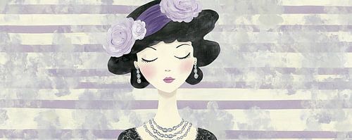 Flower painting | Elegant woman with earrings and flowers