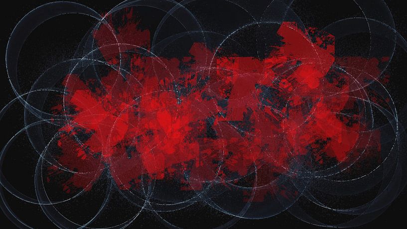 Abstract red black and white painting by Maurice Dawson