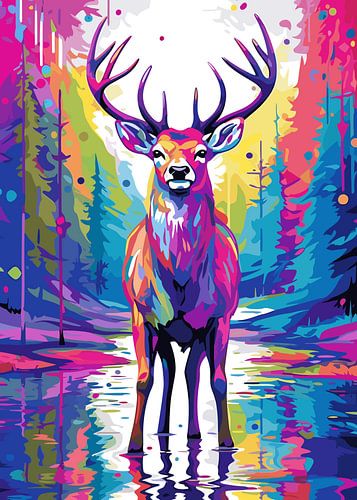 Cerf Nature sauvage WPAP Color Style