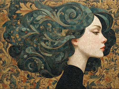 Femme avec motif doré | Femme verte