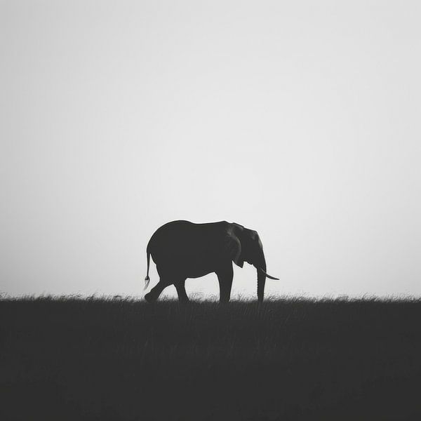 Elefanten-Silhouette in Schwarz-Weiß von Poster Art Shop