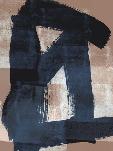 Gewoon bruin en indigo 2 | Expressief minimalistisch abstract