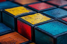 Composition d'un cube en couleurs primaires sur Art & Soul Creations