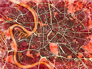 Karte von Düsseldorf im stil 'Amber Autumn'