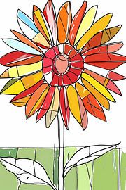 Colourful abstract illustration of sunflower by Art & Soul Creations