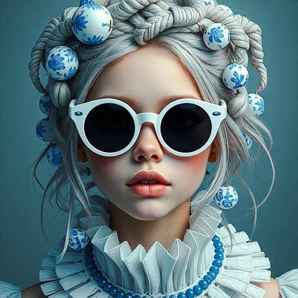 Ein Porträt eines Mädchens holländischen Delfter Blau modernen Stil. von J.a Dijkstra