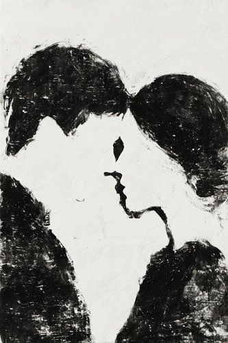 Romantisches Paar küsst sich – Silhouette