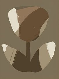 Fleur dans le style Boho. Abstrait botanique rétro des années 70. Couleurs marron. sur Dina Dankers