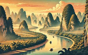 Vintage China, Guilin Karstgebirge Poster