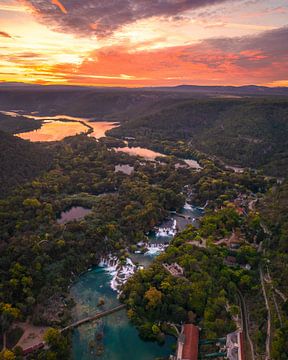 Sonnenuntergang über den Krka-Wasserfällen von Ewold Kooistra