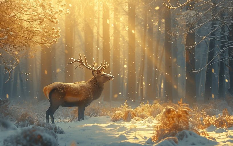 Winterbos met wilde dieren van fernlichtsicht