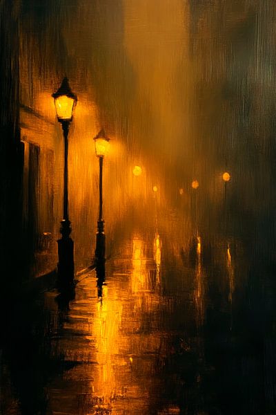 Neblige Straßenlichter von Poster Art Shop