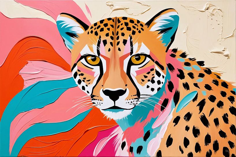 Colourful abstract cheetah painting by Art & Soul Creations
