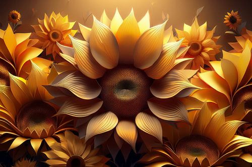 Zonnebloemen grafisch AI