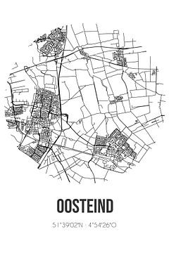 Oosteind (Noord-Brabant) | Karte | Schwarz und Weiß von Rezona