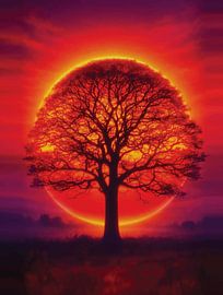 Mächtiger Baum vor dem leuchtenden Sonnenuntergang von Ramy Salah Hefny