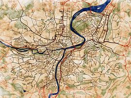 Map of Steyr with the style 'Serene Summer' by Maporia