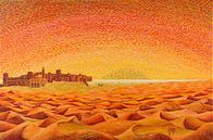 Schilderij Sahara woestijn met Kasbah van Ton van Breukelen thumbnail