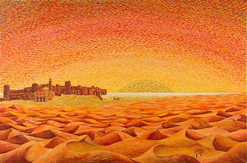 Schilderij Sahara woestijn met Kasbah van Ton van Breukelen