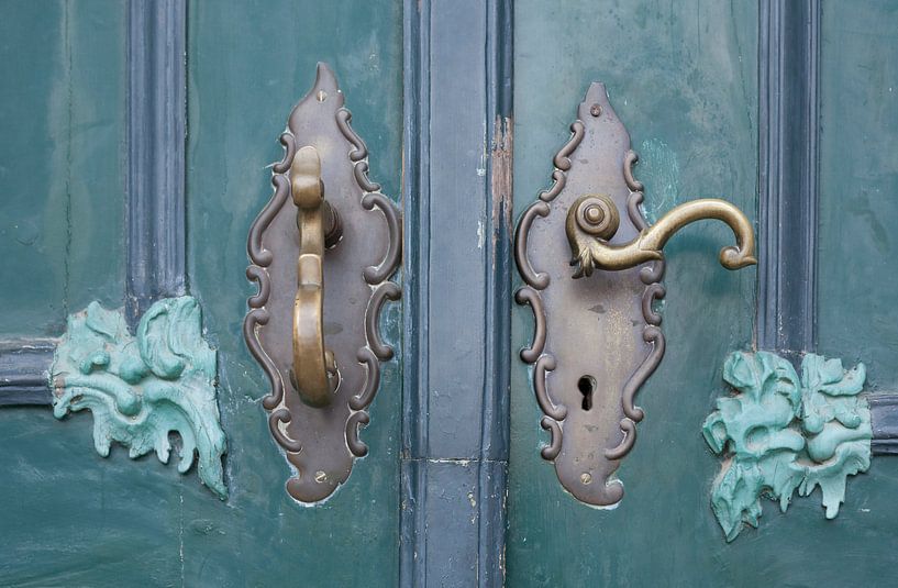Ornate old door handles, Old Town, Lübeck, Schleswig-Holstein, Germany, Europe by Torsten Krüger