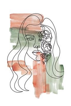 Vrouw met gekleurde accenten op de achtergrond van ArtDesign by KBK