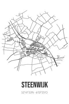 Steenwijk (Overijssel) | Map | Black and white by Rezona
