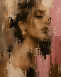 Frau, Ölgemälde, Ohrringe, Rosa von FoXo Art